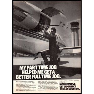 1985 US Navy Navel Reserve Recruiting Recruiter Vintage Print Ad Pilot Wall Art